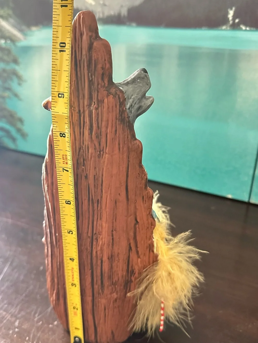 Handcrafted Native Spirit Wolf and Chief Home Accent - Gray and Brown